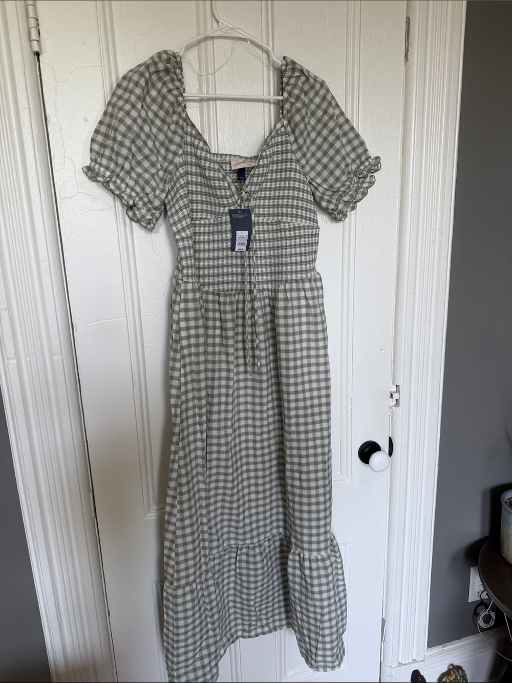 Universal Thread Green Gingham Tiered Maxi Dress